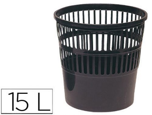 Cesto de papeis q-connect plastico 15 litros cor preto 285 x 290 mm , Csp , 20342 , 8003438041449